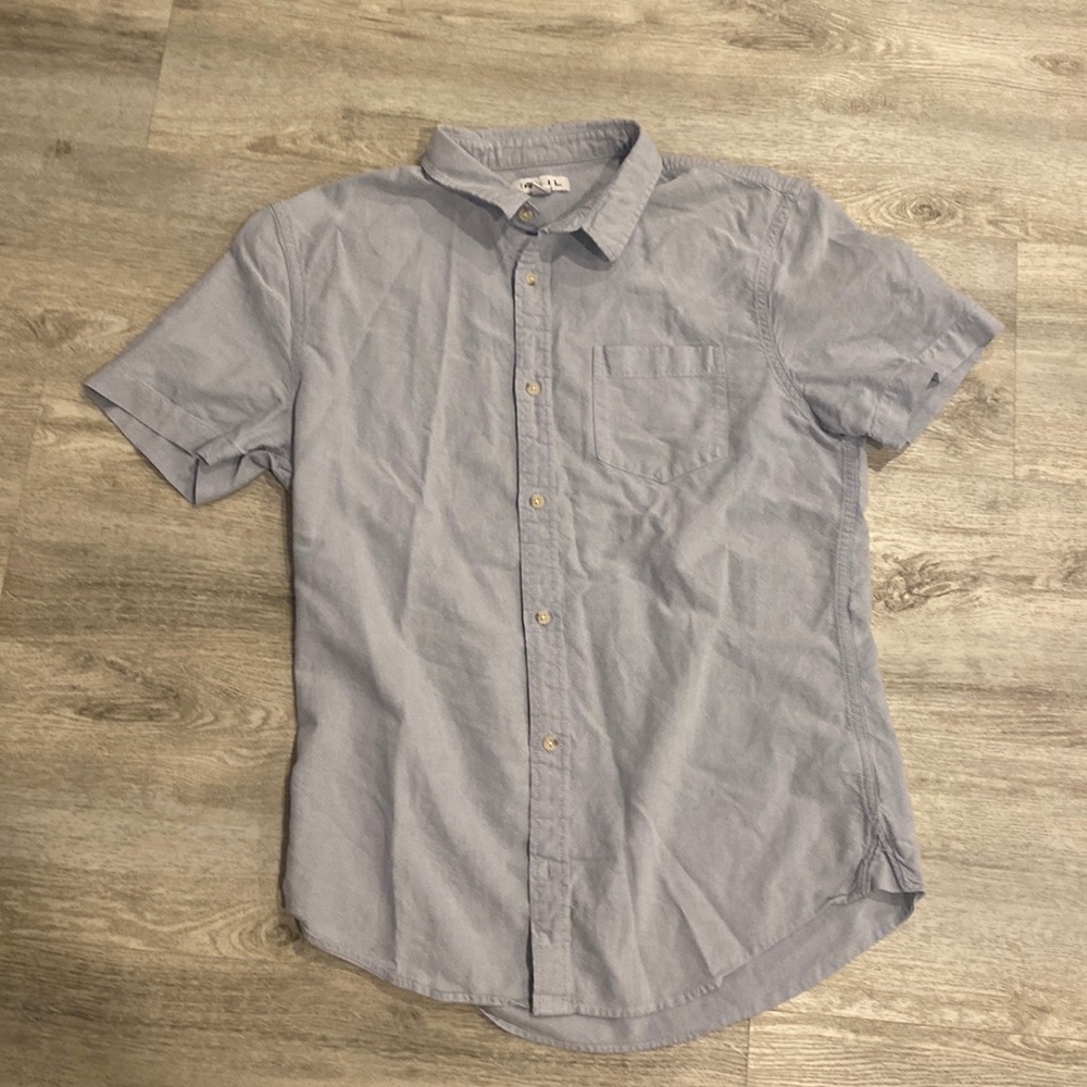 Grey cotton poplin short sleeve shirt